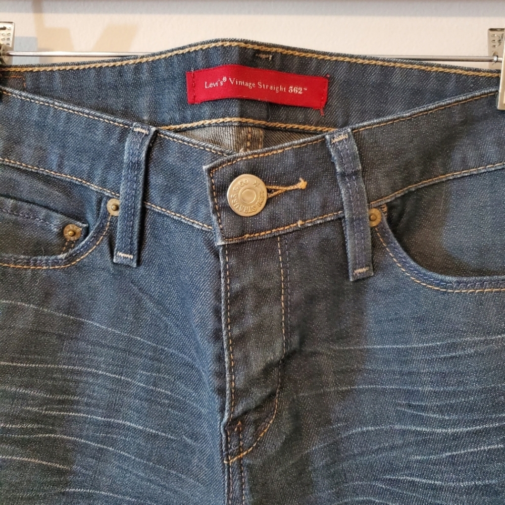 Levi's Vintage Straight 562 Mid Rise Denim Blue Jeans - Size 6M W28 - Picture 5 of 8